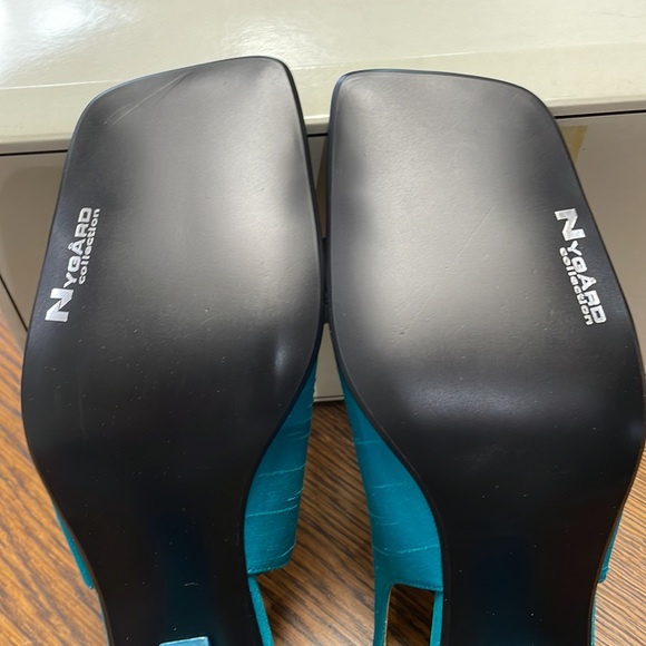 Vintage Nygard Sandals, Turquoise Linen Look Upper/Beaded Embellishment, NIB 8.5 - Picture 8 of 14